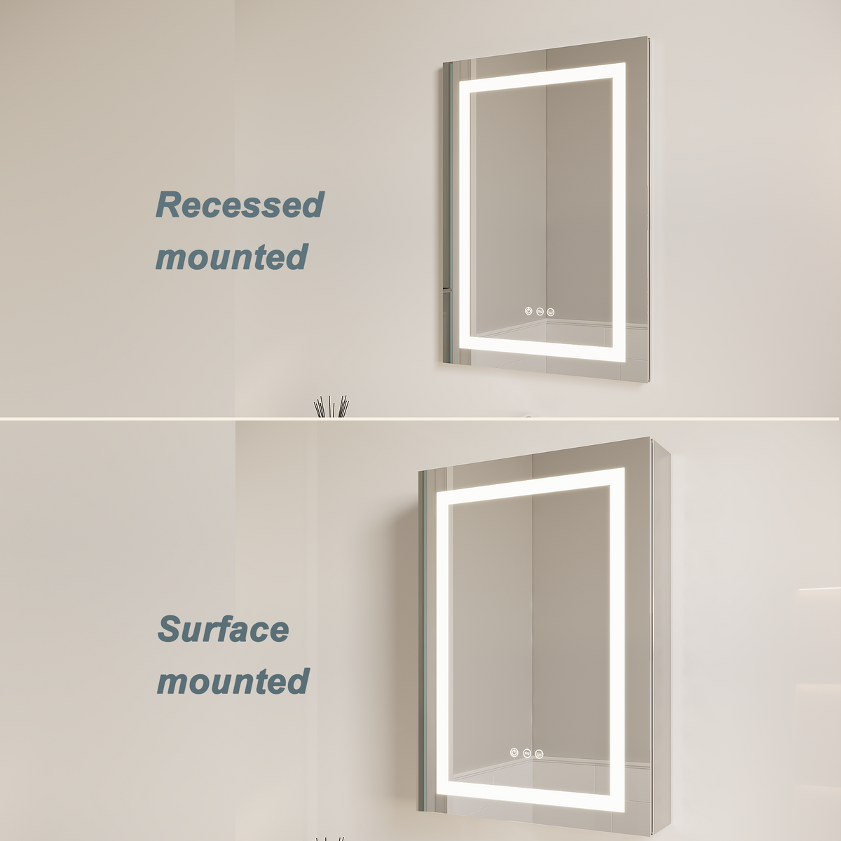 Armadietto Bagno LED 66x51cm Porta Sinistra