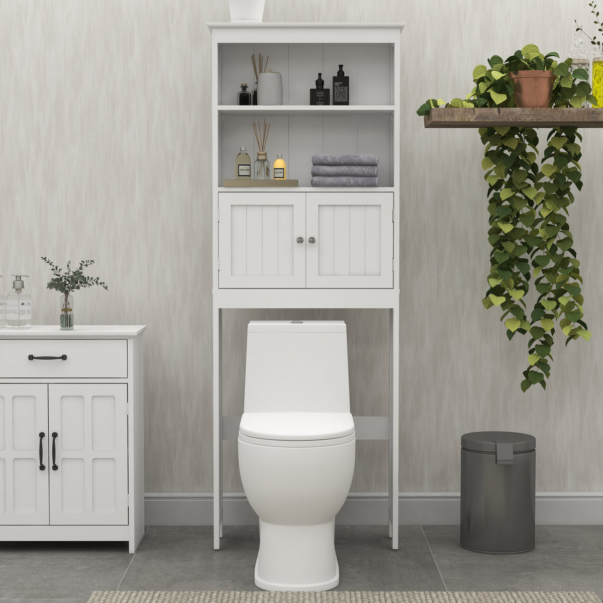 Mobile Bagno Sopra WC 2 Ripiani 2 Ante Legno
