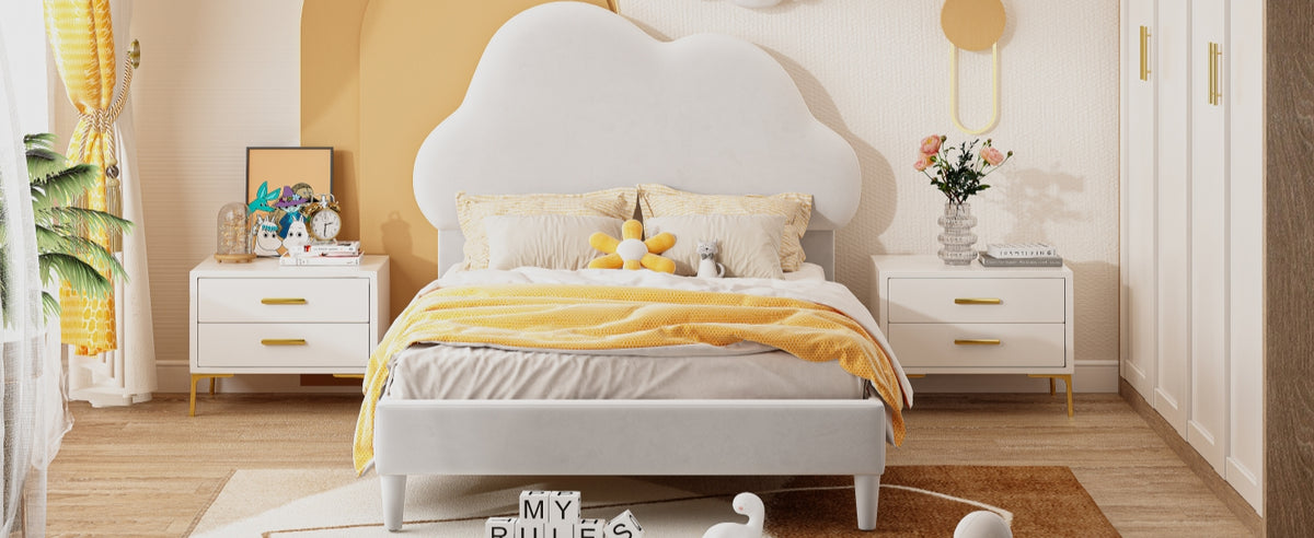 Letto Twin Imbottito Nuvola Velluto Beige