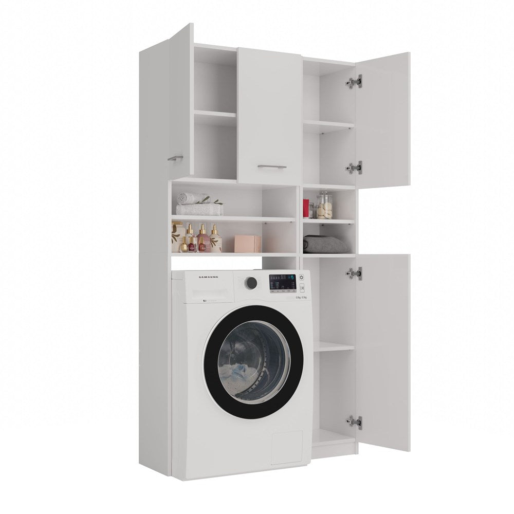 Set Bagno Aura Colonna + Mobile Lavatrice – Bianco Opaco 96x30x180 cm