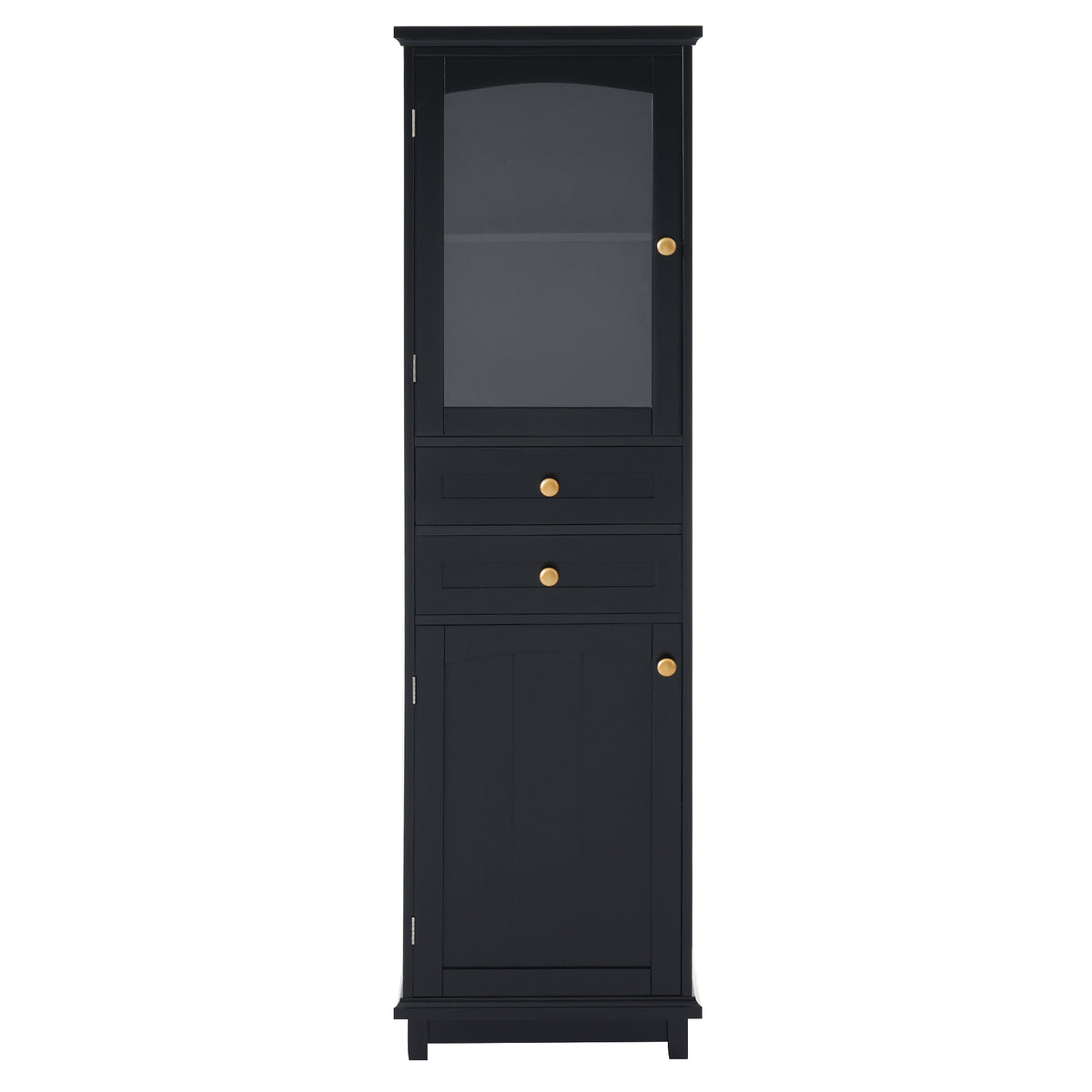 Mobile Bagno Alto Nero con Ante Vetro