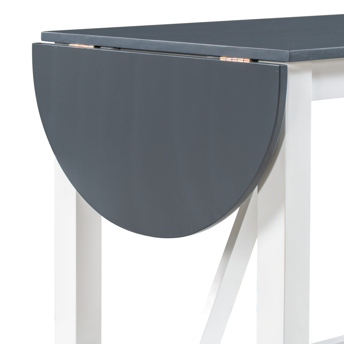 Set Tavolo Pranzo 3 Pezzi Ribaltabile Bianco Grigio