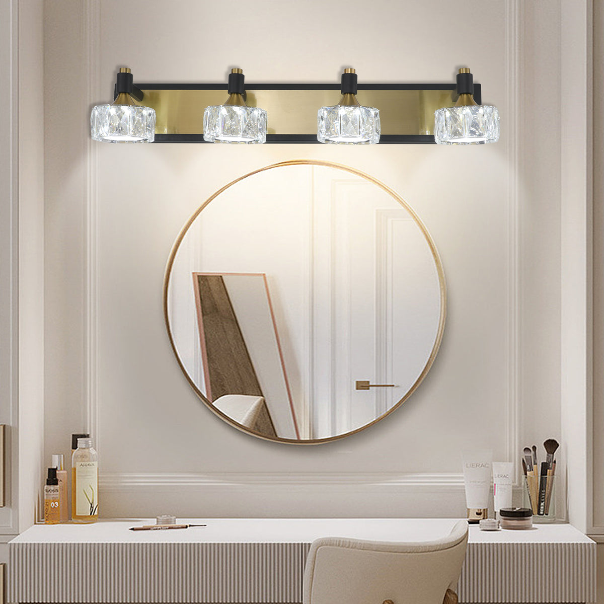 Lampada Bagno LED 4 Luci Cristallo Moderna
