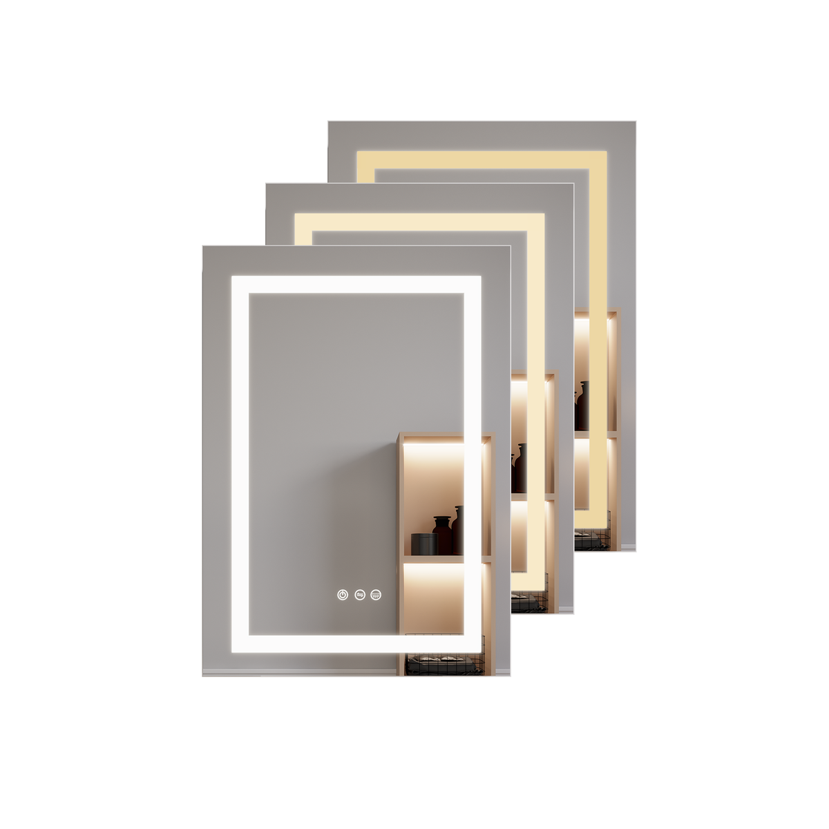 Armadietto Bagno LED 66x51cm Porta Sinistra