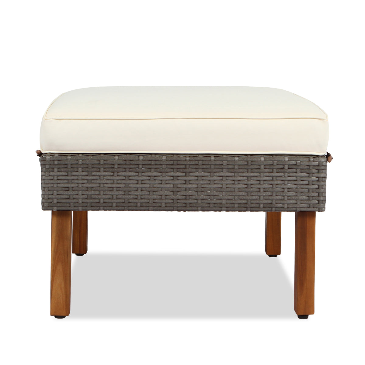 Set Patio Rattan 9 Pezzi Beige Acacia