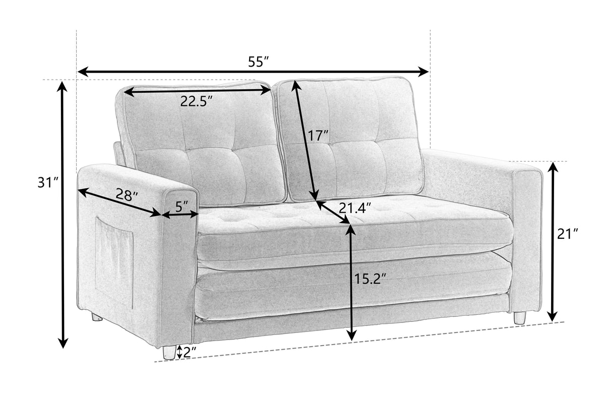 Divano Letto Futon Convertibile 3 Posizioni