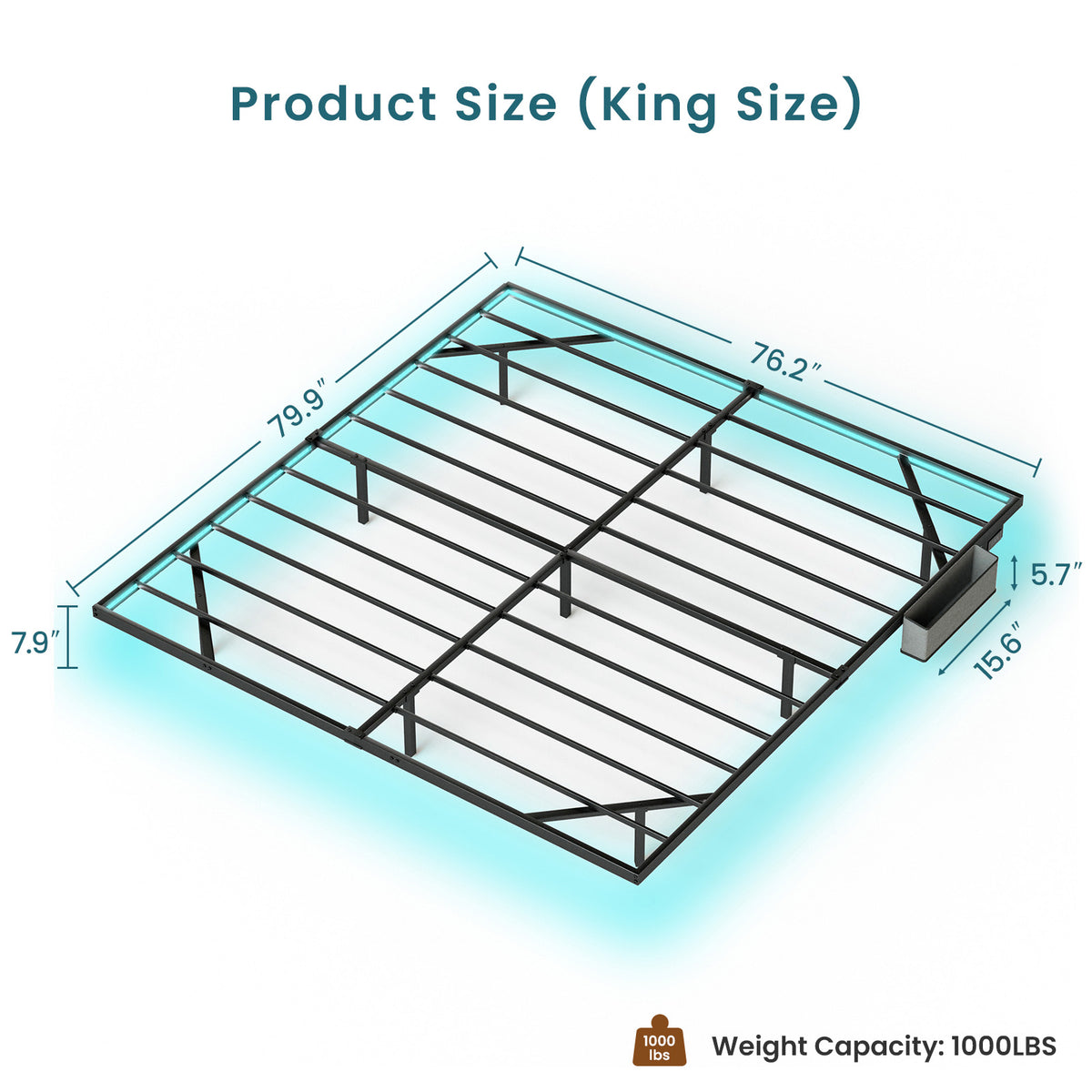 Letto King Size Sospeso LED e Ricarica
