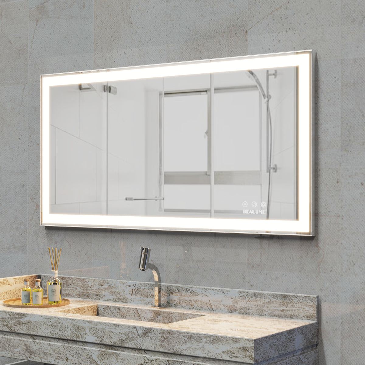Specchio LED Bagno 122x61cm Antiappannamento