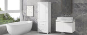Armadietto Bagno Alto con Cassetti e Ripiano Regolabile