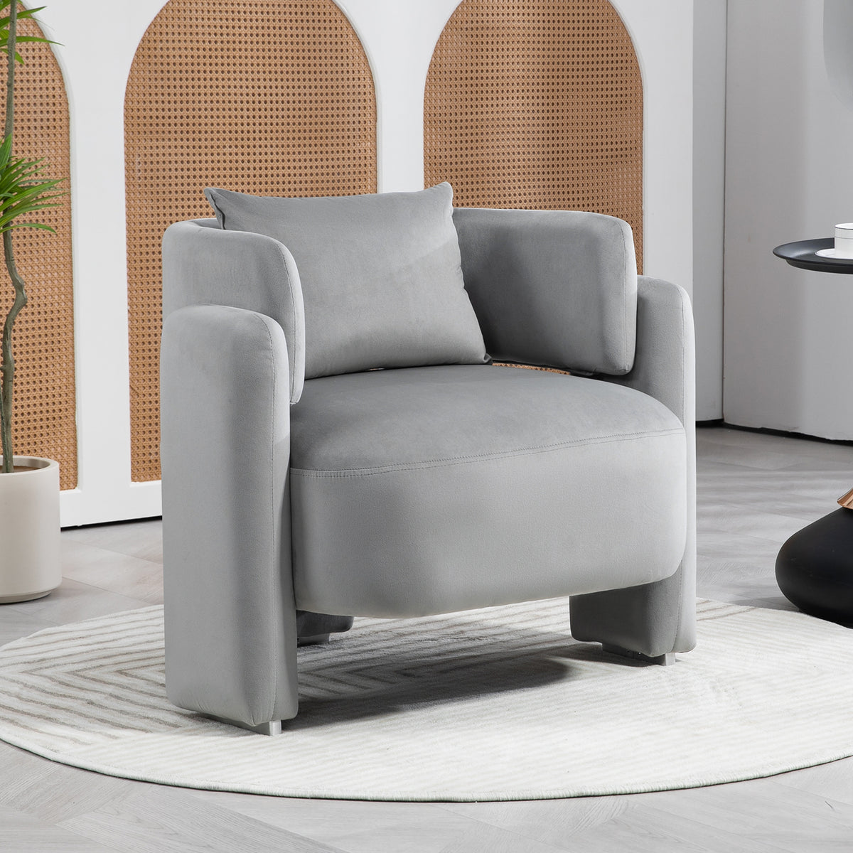 Poltrona Lounge Velluto Grigio