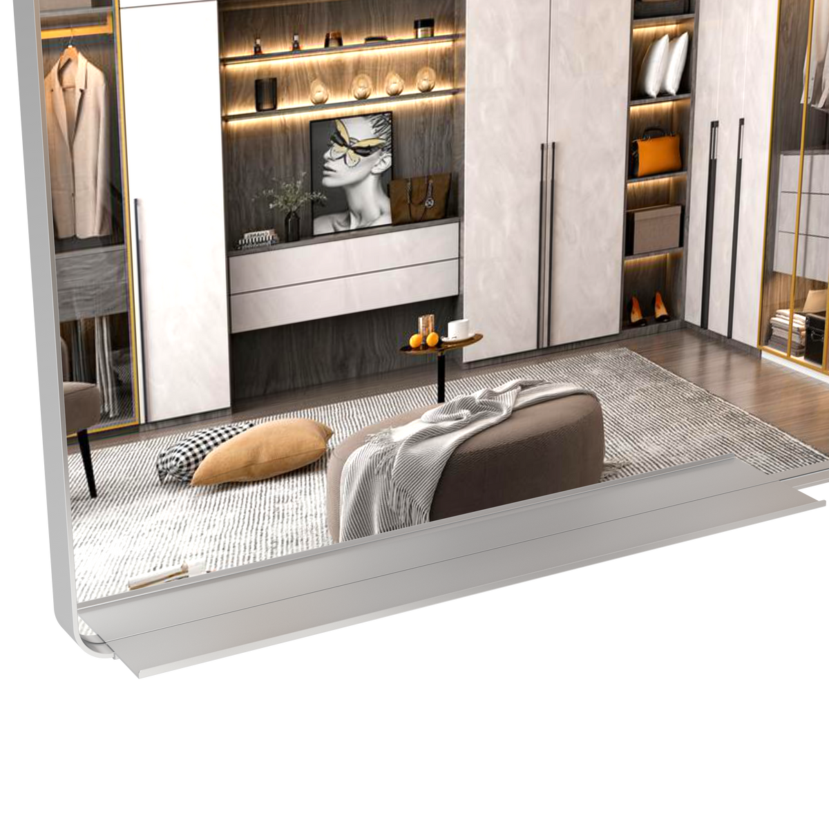 Specchio Bagno 183x91cm con Vassoio Mobile
