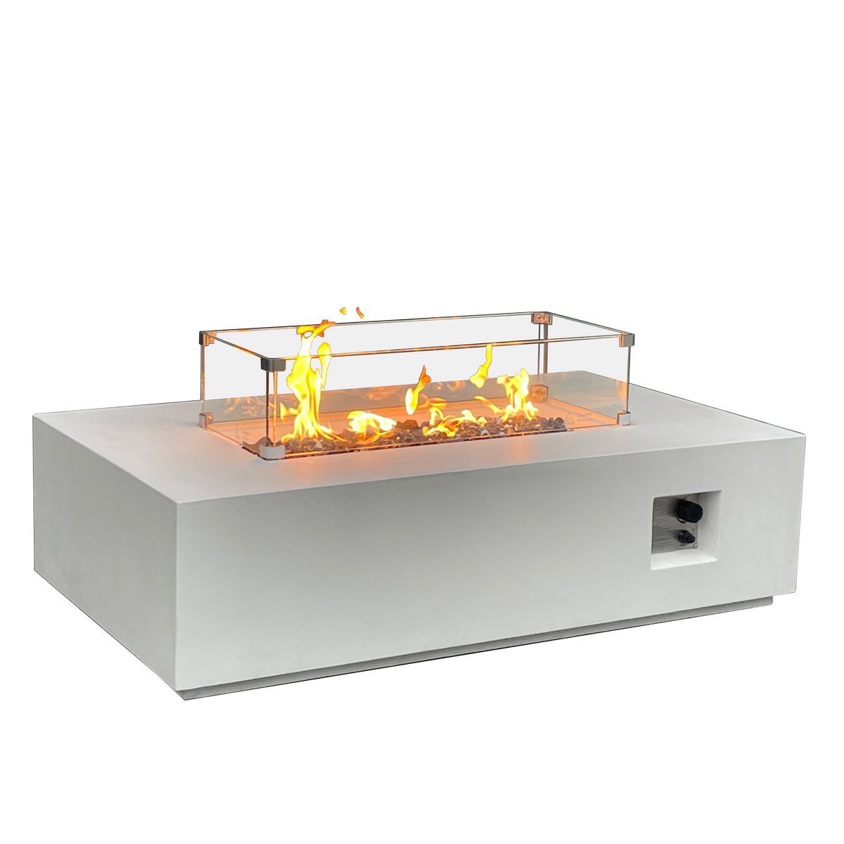 Fire Pit Esterno Propano Cemento Bianco