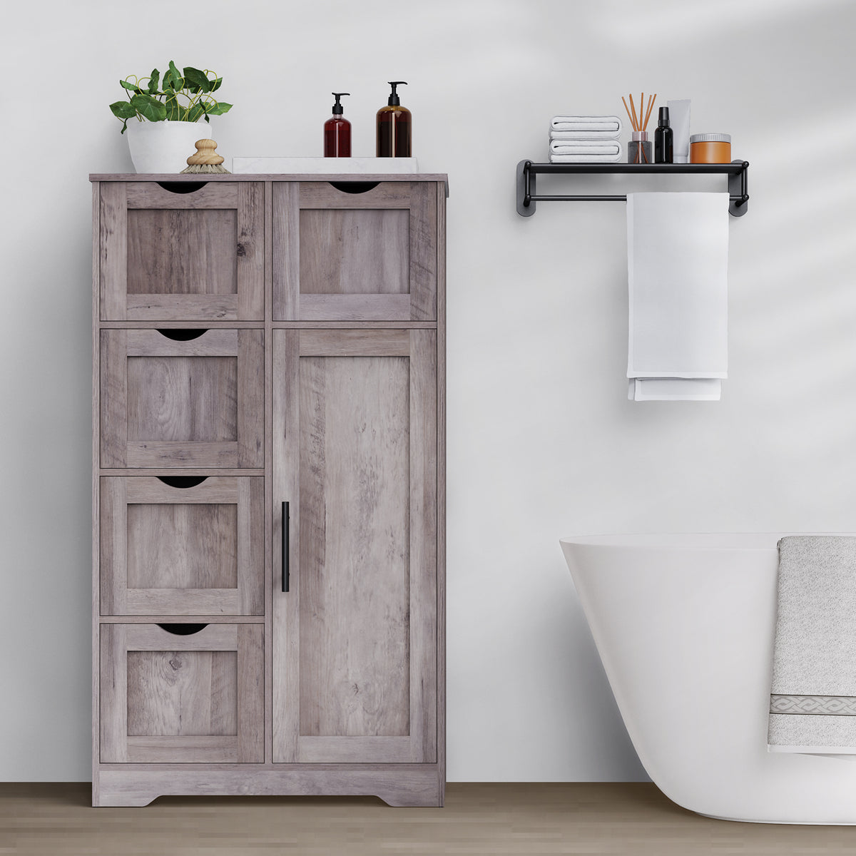 Mobile Bagno 5 Cassetti 1 Anta Grigio