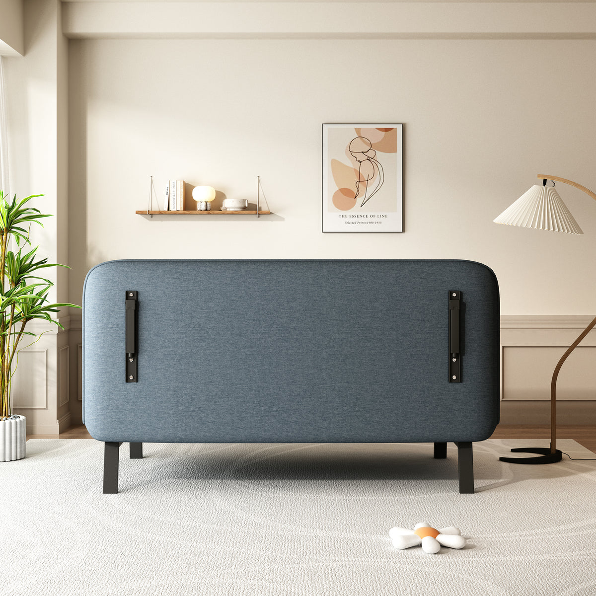 Poltrona Letto Convertibile Tri-Fold 140cm con Schienale Regolabile - Blu e Grigio