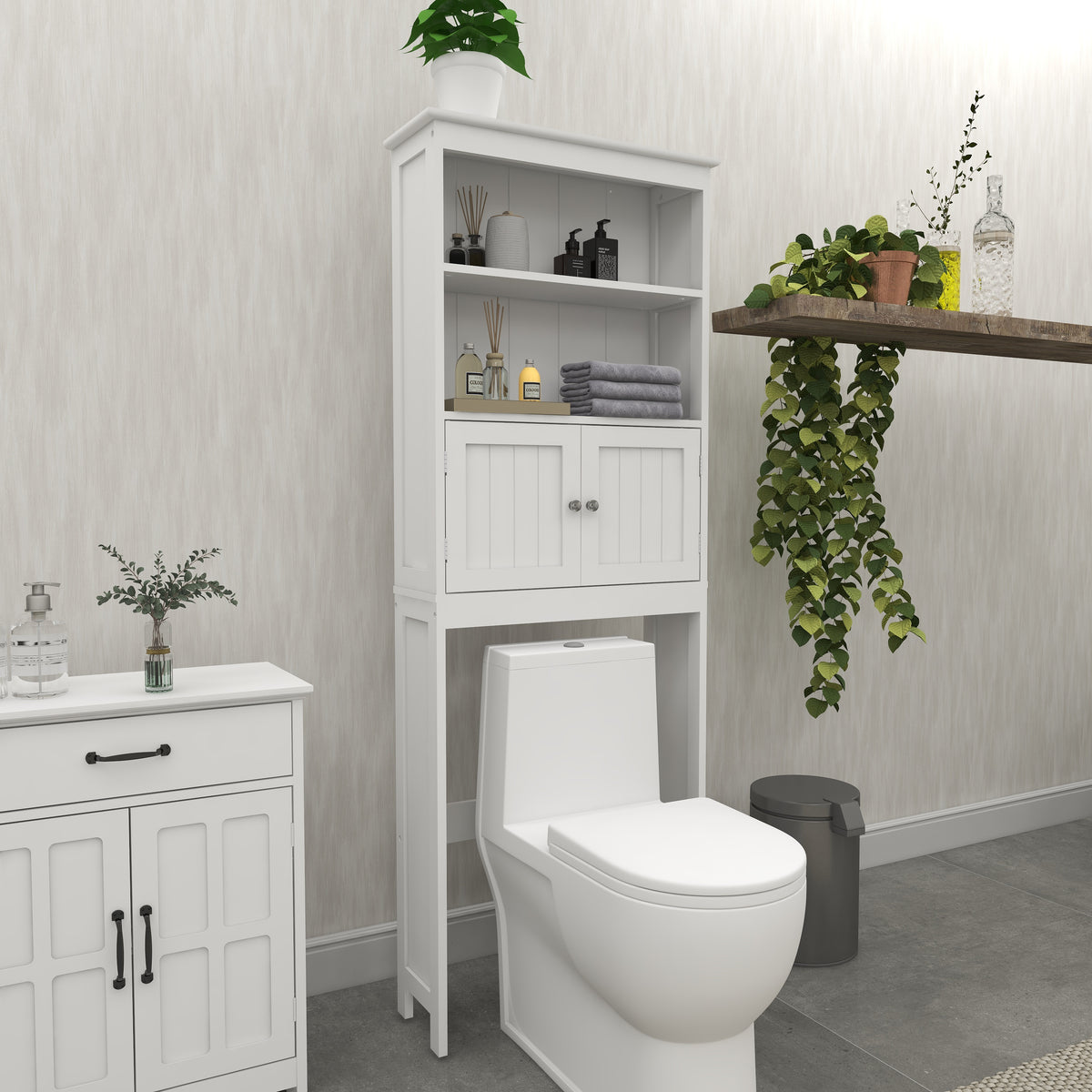 Mobile Bagno Sopra WC 2 Ripiani 2 Ante Legno