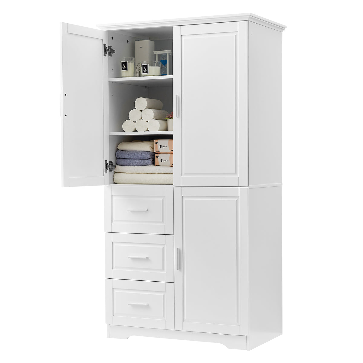 Mobile Bagno Alto Porte Cassetti Bianco