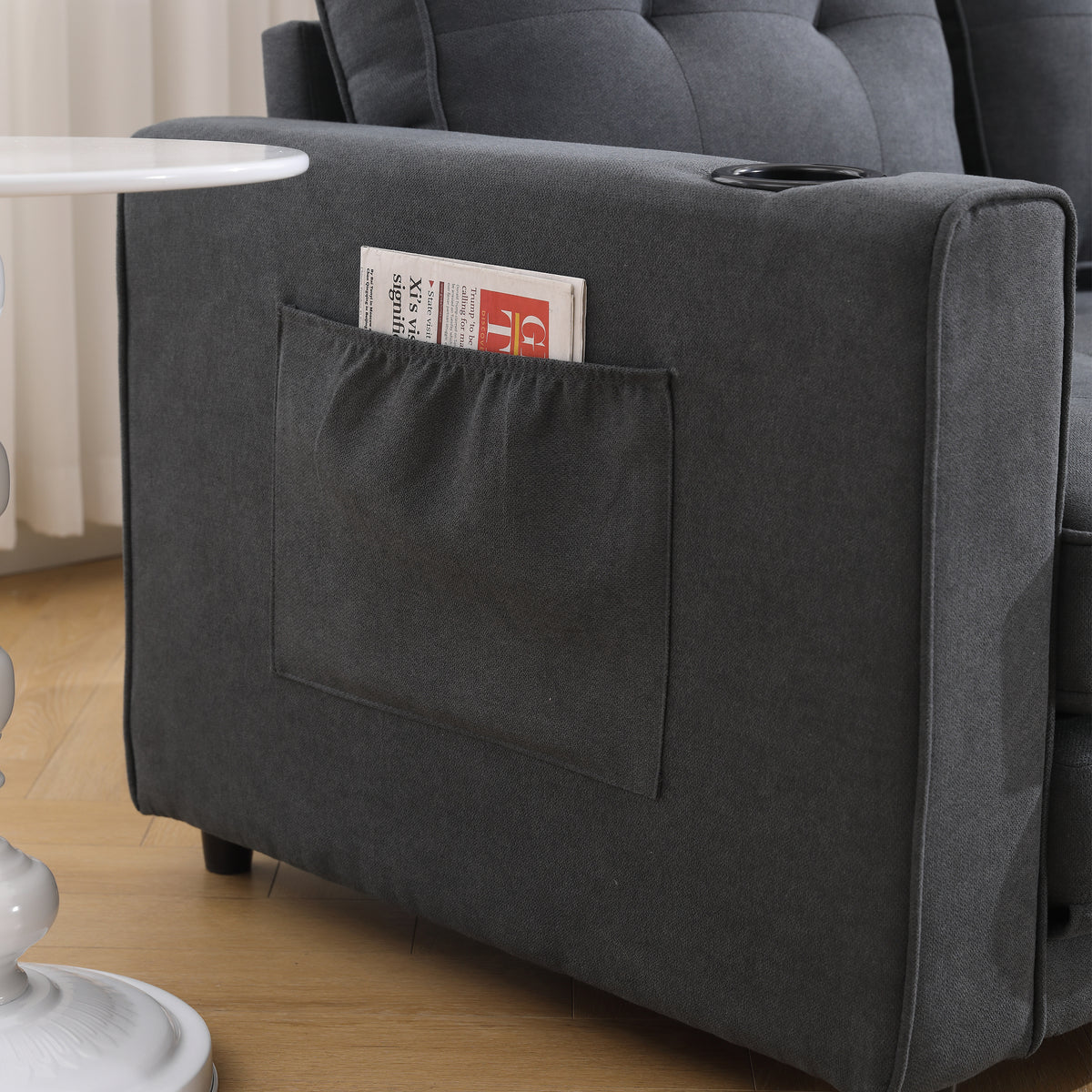 Divano Letto Futon 3 in 1 Grigio Scuro