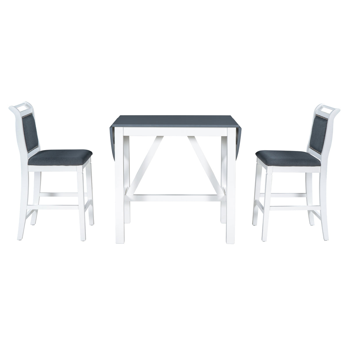Set Tavolo Pranzo 3 Pezzi Ribaltabile Bianco Grigio