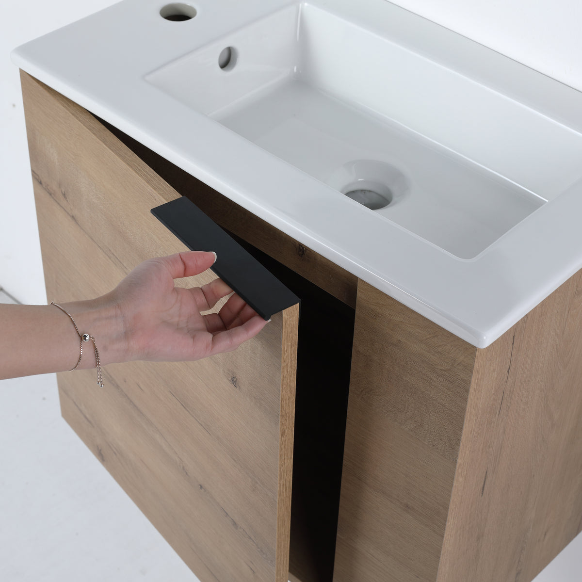 Mobile Bagno Sospeso 56cm Rovere con Lavabo