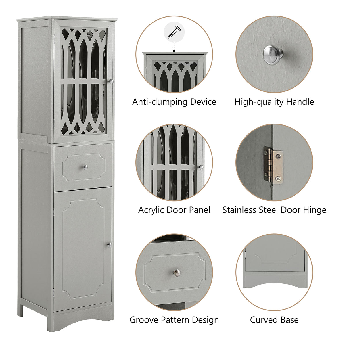 Mobile Bagno Alto con Cassetto Grigio