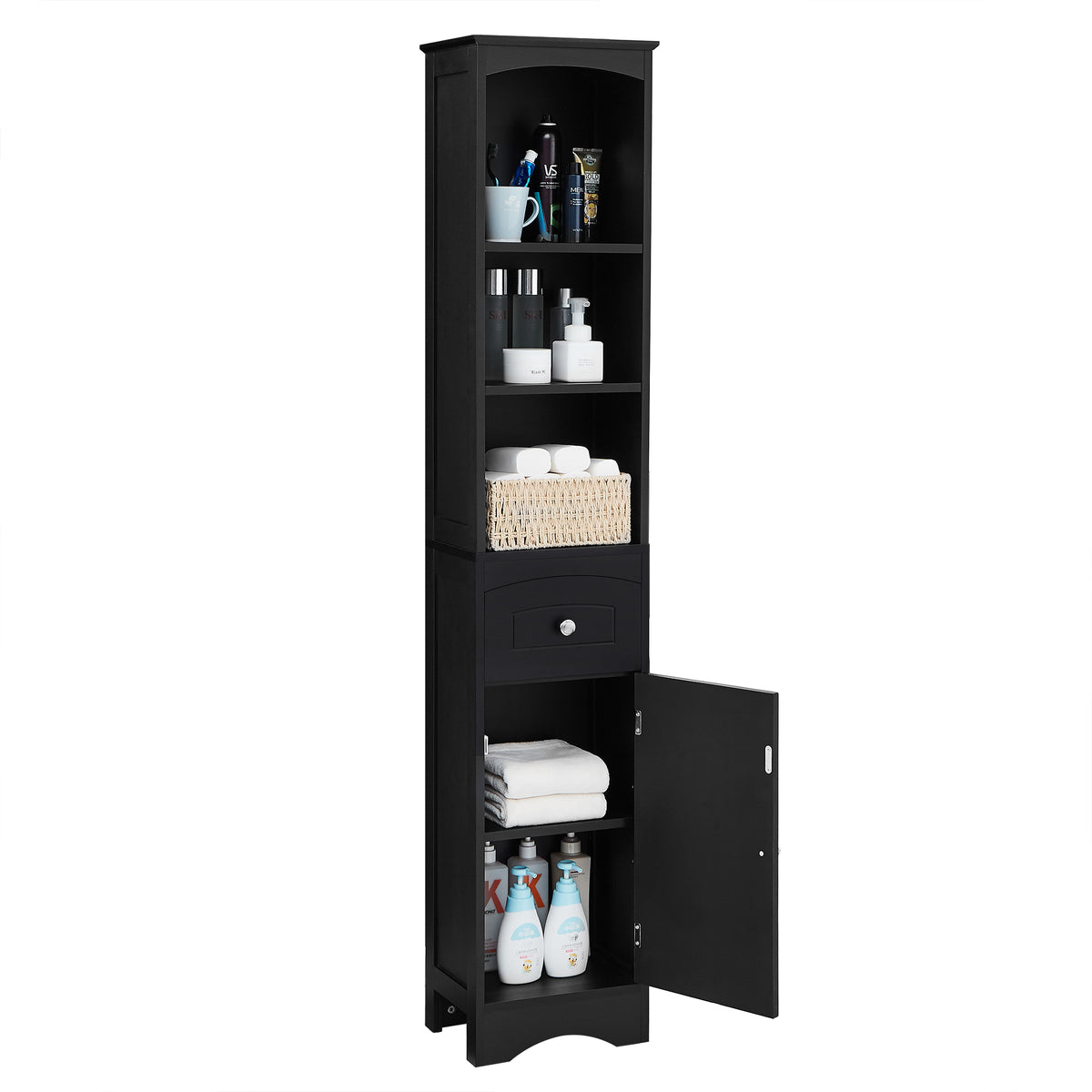 Mobile Bagno Stretto Alto Nero 170cm
