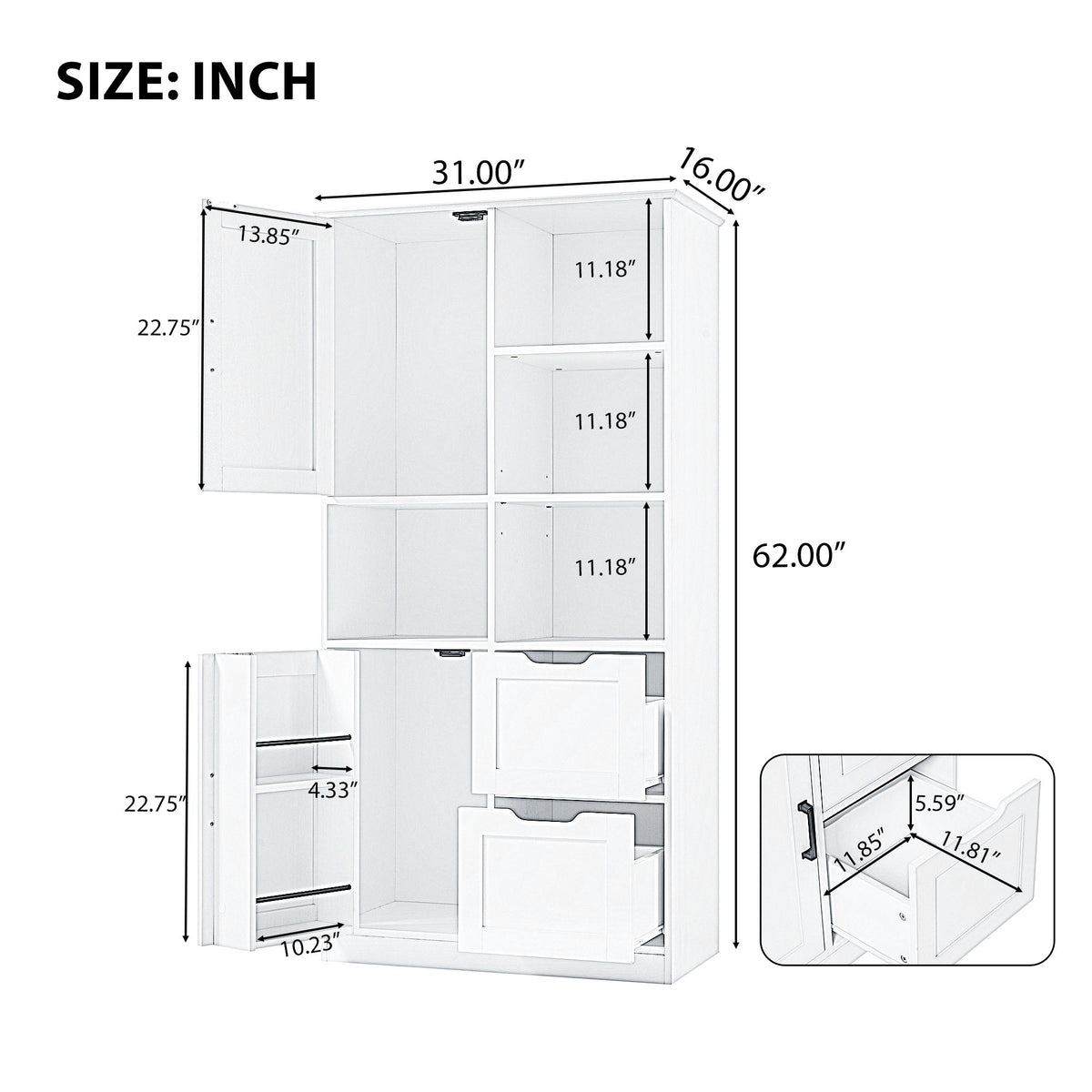 Mobile Bagno Porte Cassetti Ripiani Bianco