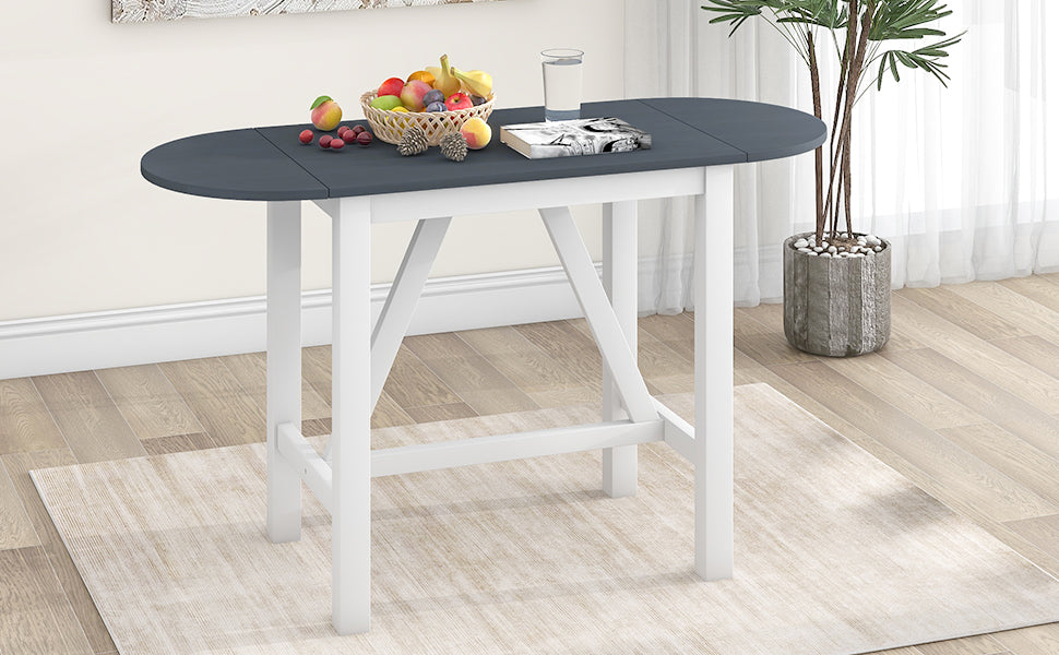 Set Tavolo Pranzo 3 Pezzi Ribaltabile Bianco Grigio