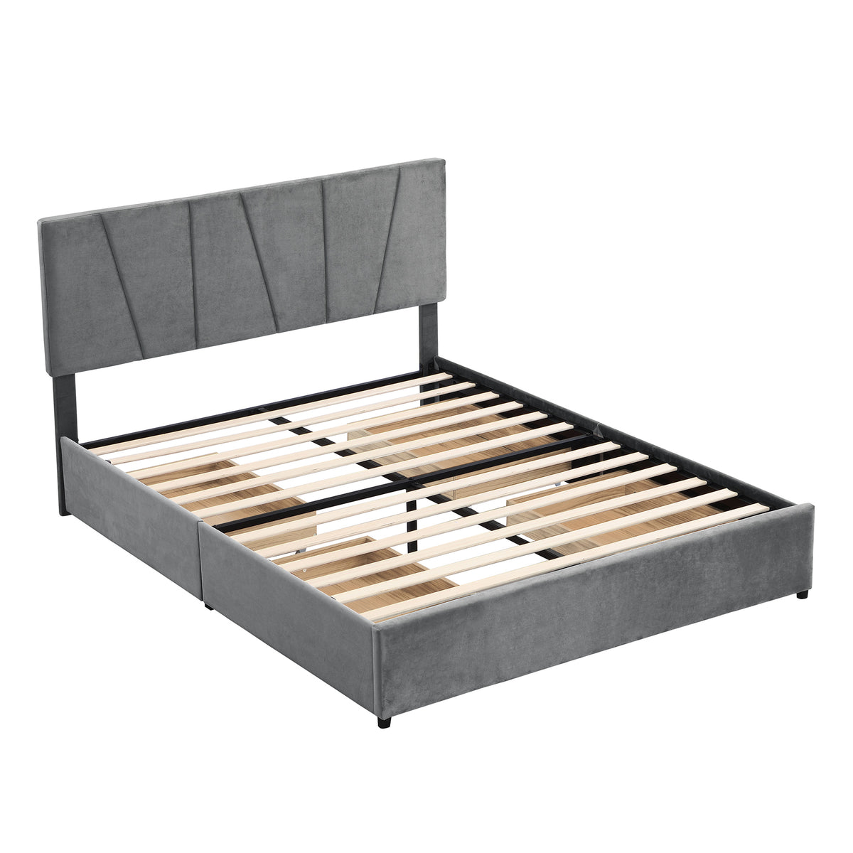 Letto Queen RegalGrey con Cassetti e Testiera Regolabile