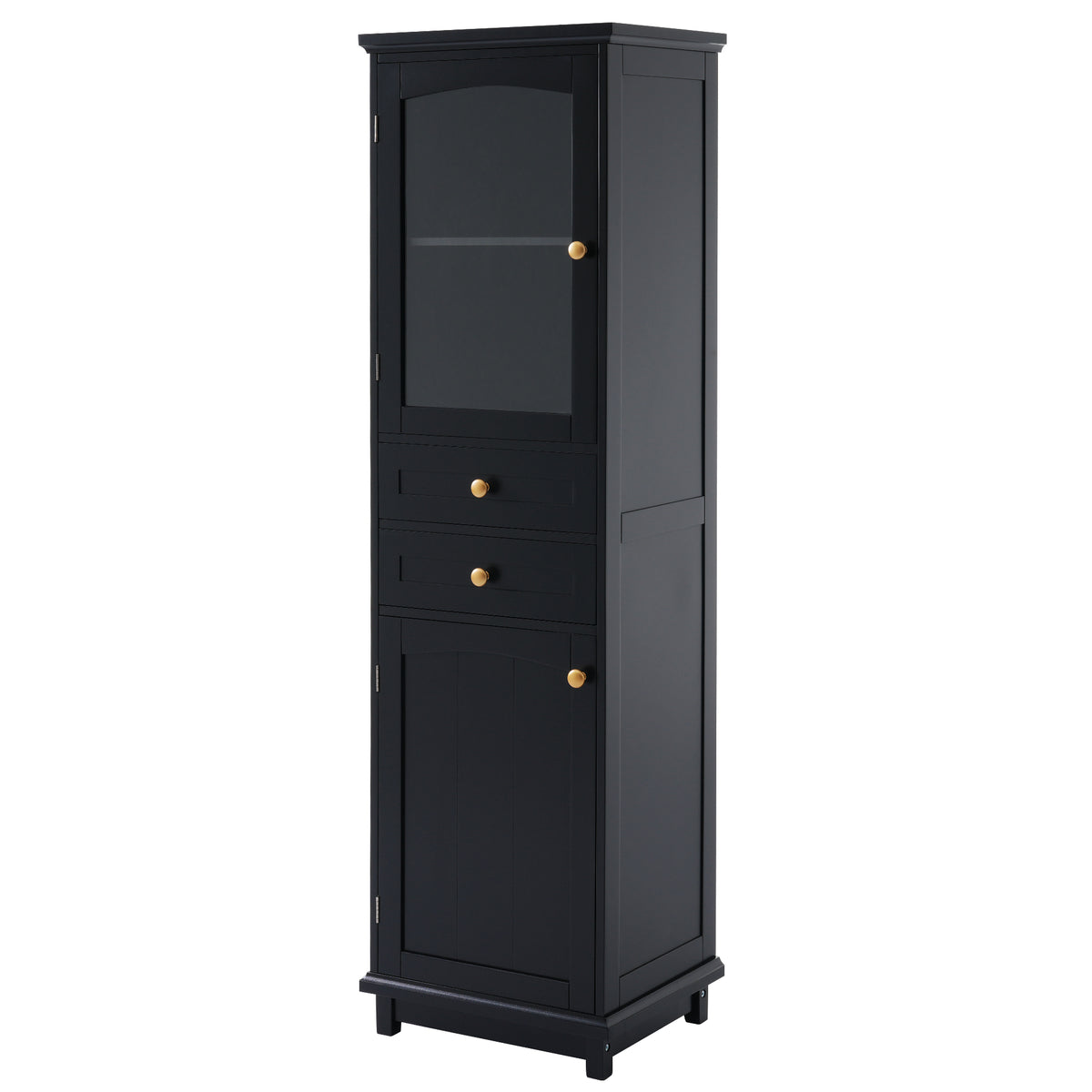 Mobile Bagno Alto Nero con Ante Vetro