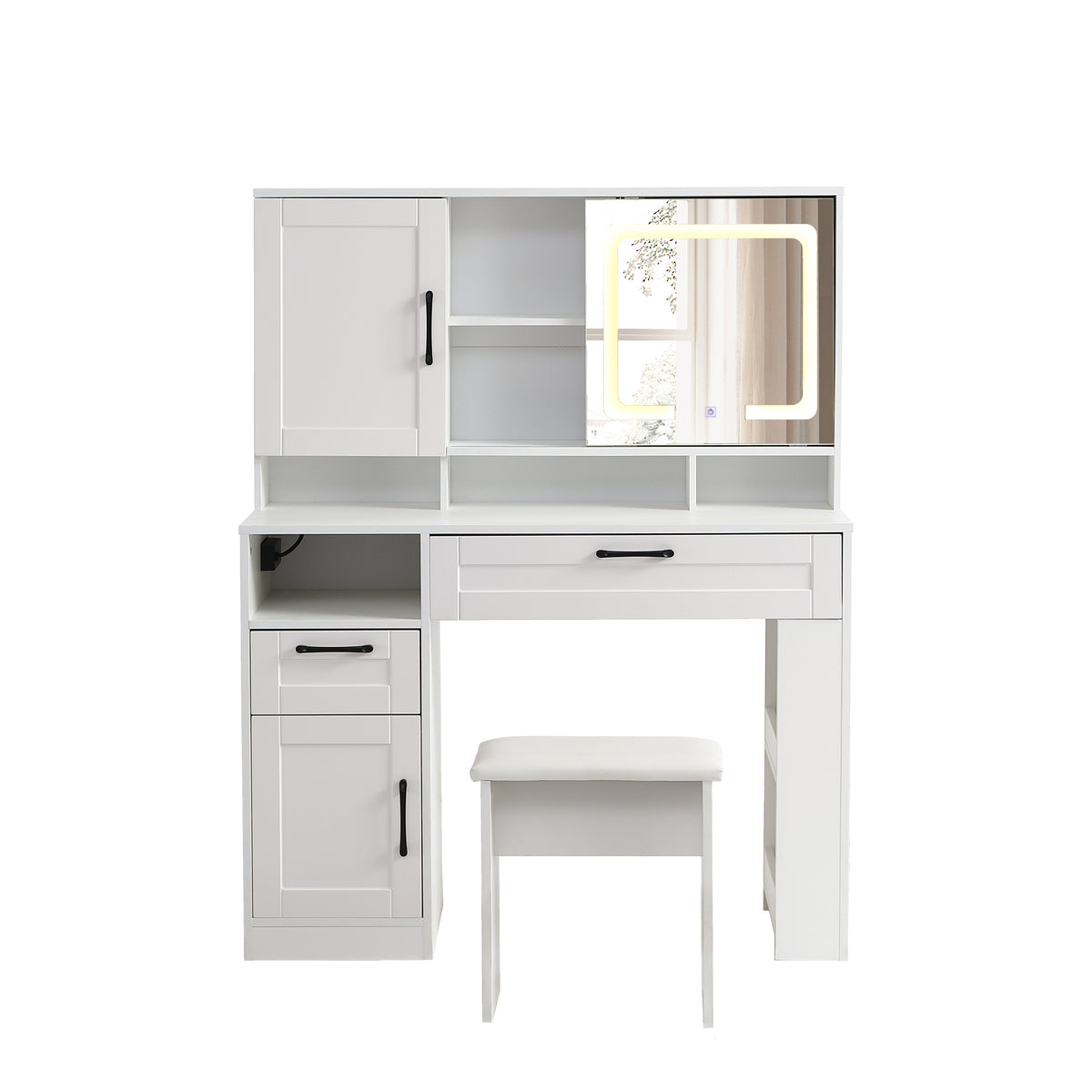 Toeletta Bianca con Specchio Scorrevole LED