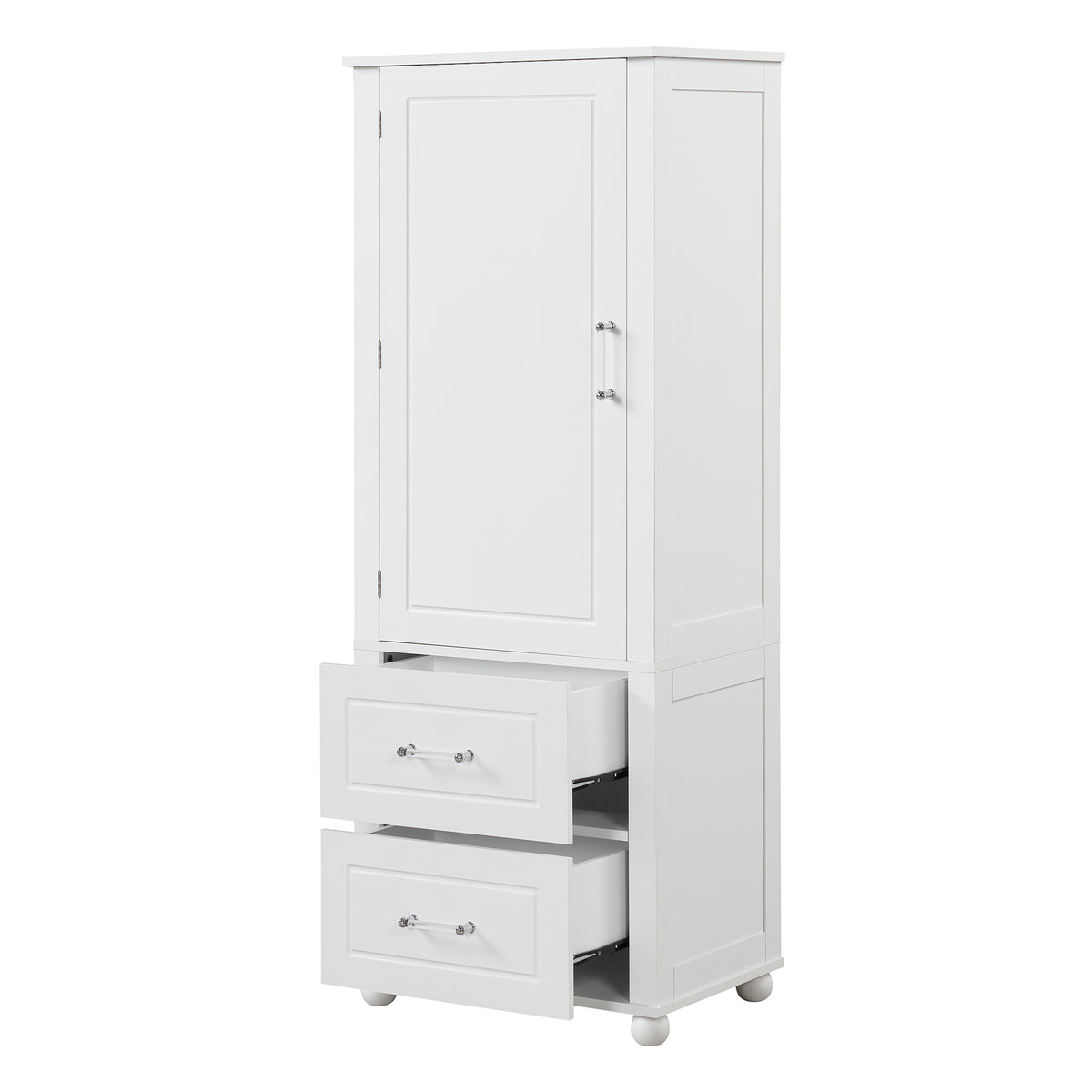 Armadietto Bagno Alto con Cassetti e Ripiano Regolabile