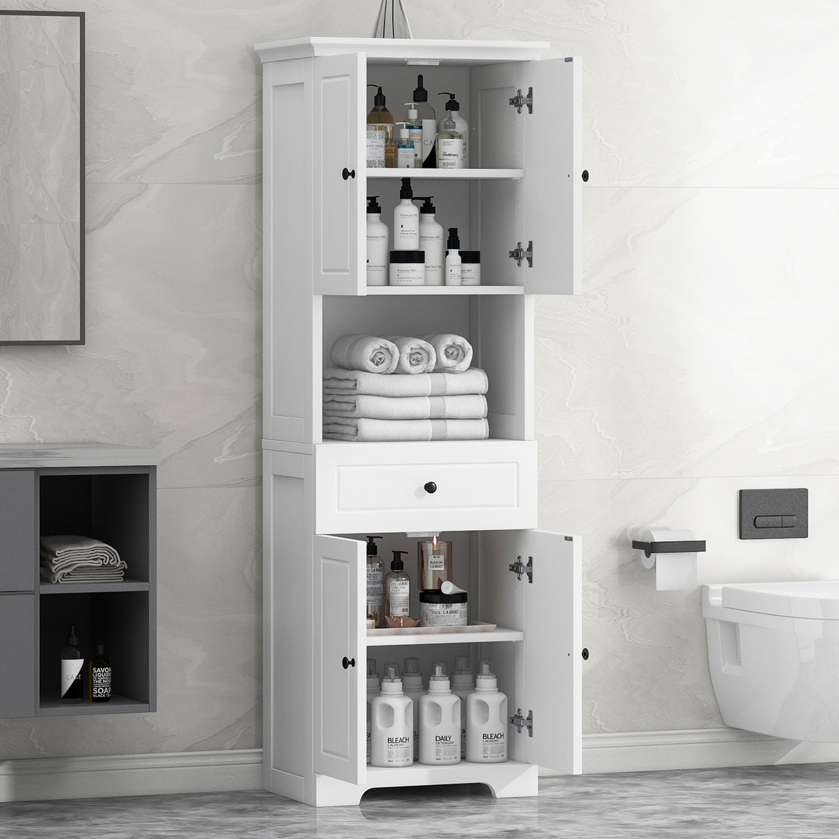 Credenza LED 3 Porte Ripiano Regolabile
