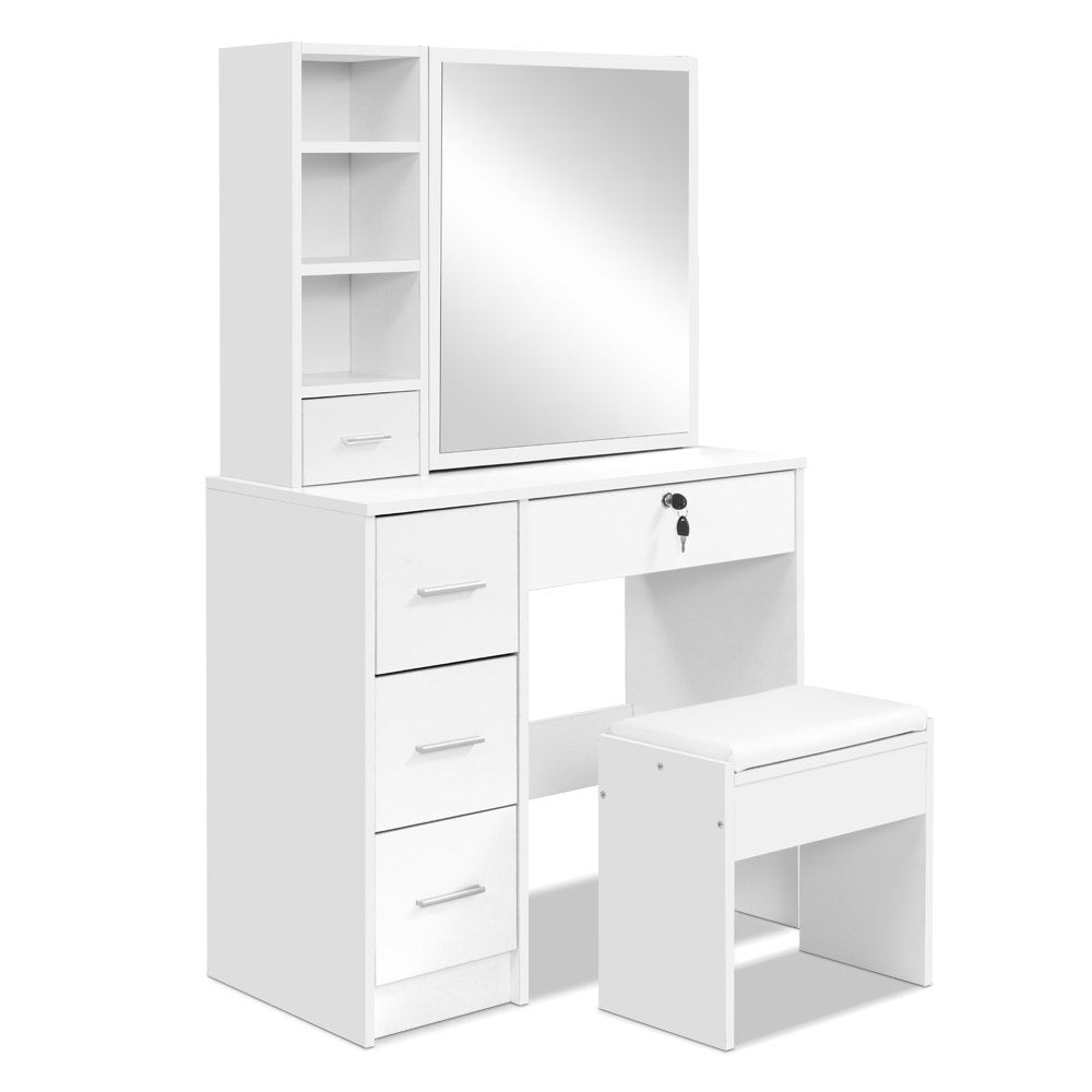 NNEDSZ Artiss Dressing Table Stool Set Sliding Mirror White Diane-2