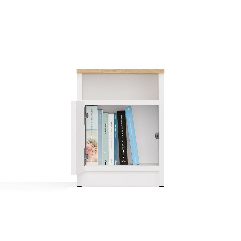 Comodino Sera 30×30×40 cm – Bianco/Rovere Artisan