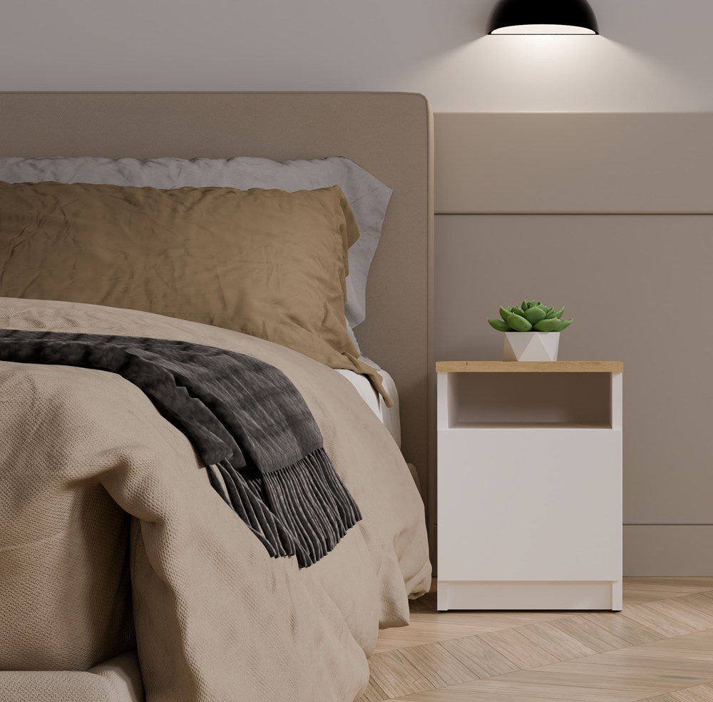 Comodino Sera 30×30×40 cm – Bianco/Rovere Artisan