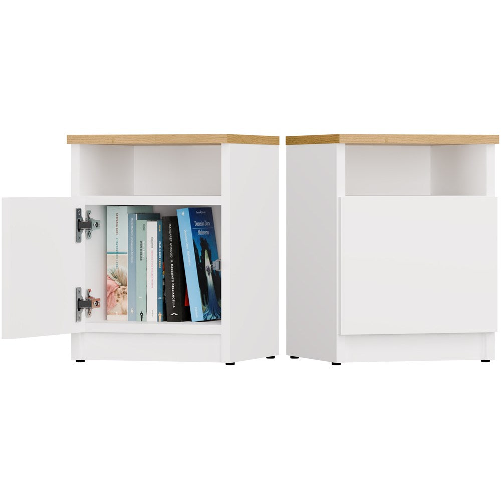 Comodino Sera 30×30×40 cm – Bianco/Rovere Artisan