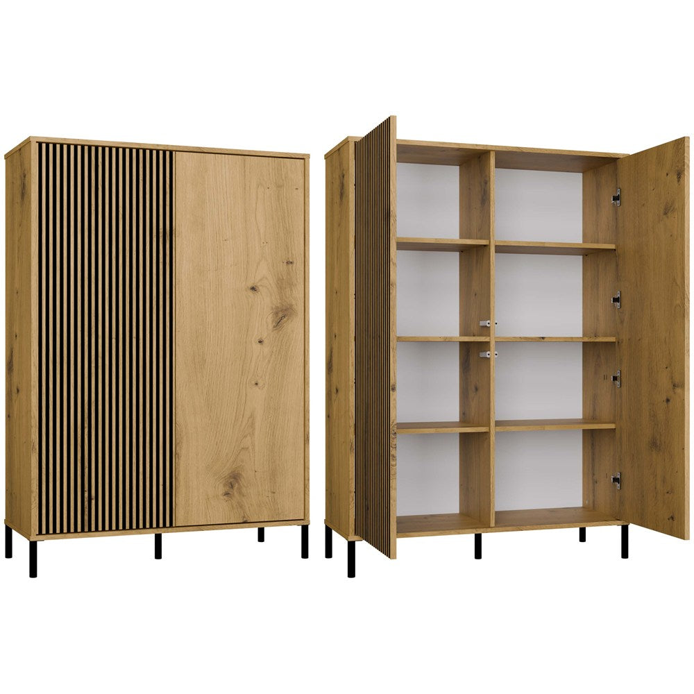 Vetrina 2 Ante Rovere Artisan – Ante Lisce e Scanalate 103x40x148 cm