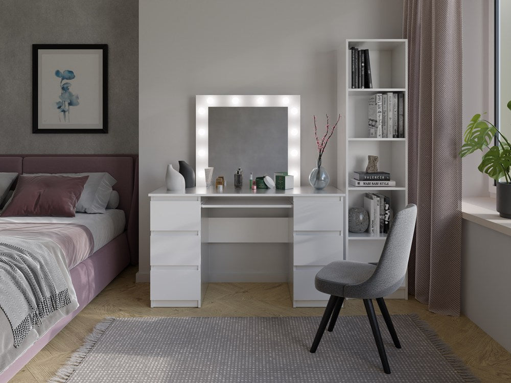 Toeletta Aura con Specchio LED – Bianco 130x51x76 cm