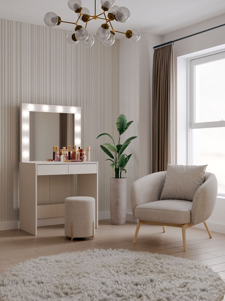 Set Toeletta e Specchio LED Beige — Camera da Letto