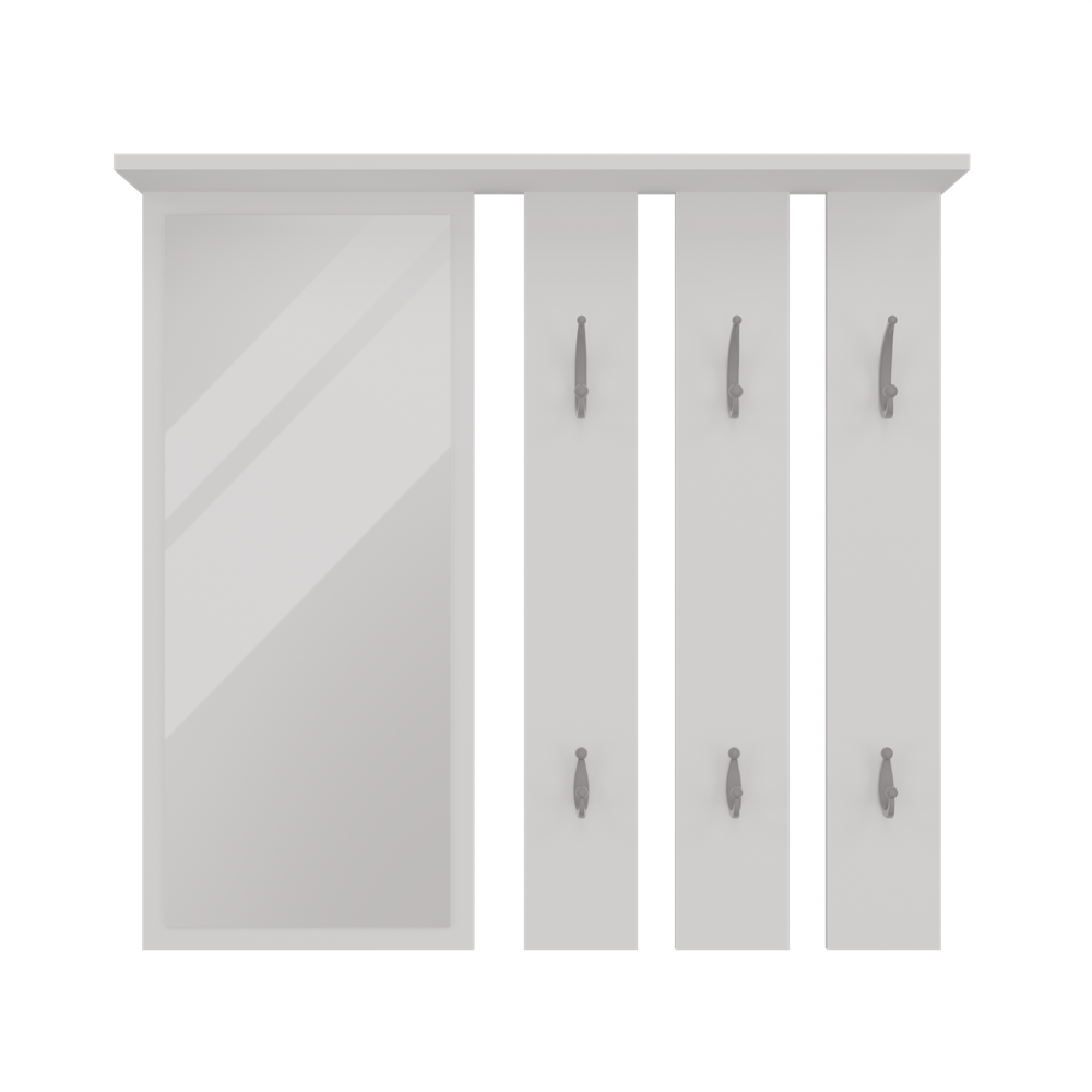 Appendiabiti Opal con Specchio – Bianco Opaco 85x15x82 cm