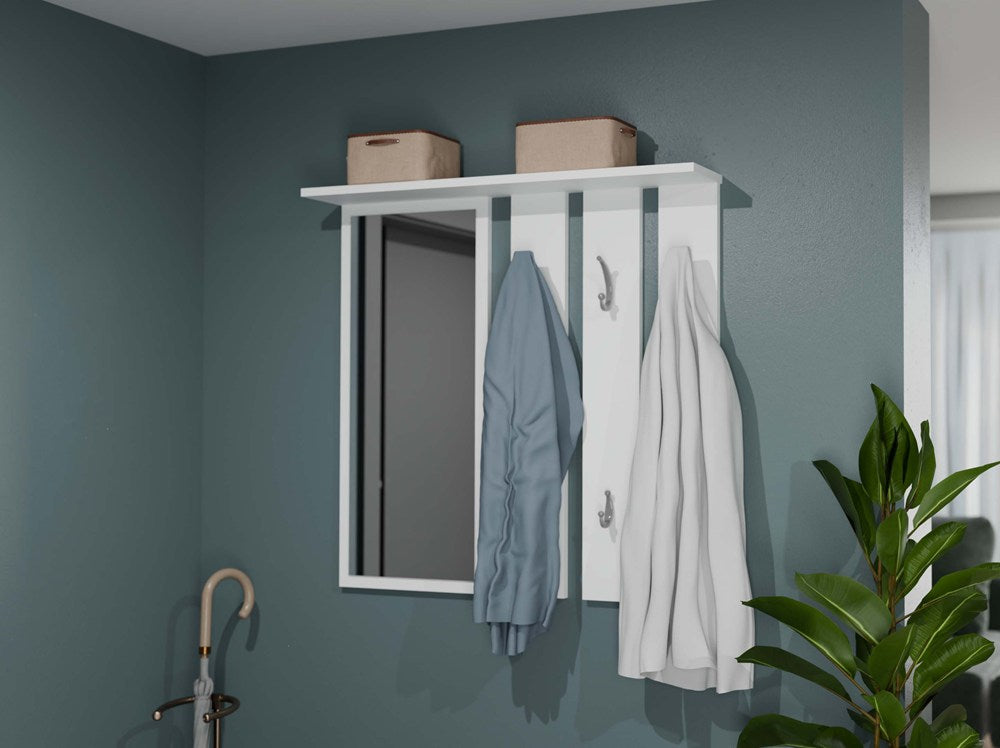 Appendiabiti Opal con Specchio – Bianco Opaco 85x15x82 cm