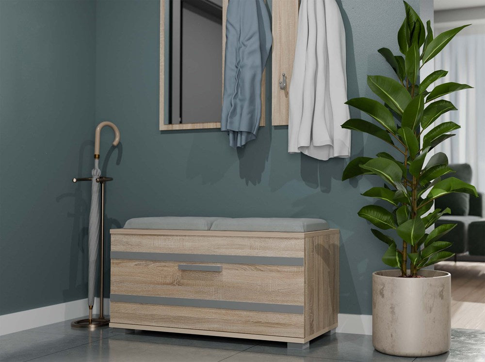 Scarpiera Aura 85 cm con Seduta – Rovere Sonoma