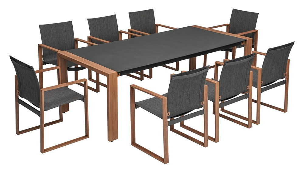 Set Pranzo da Giardino 8 Posti – Alluminio/Vetro Antracite 220x100 cm