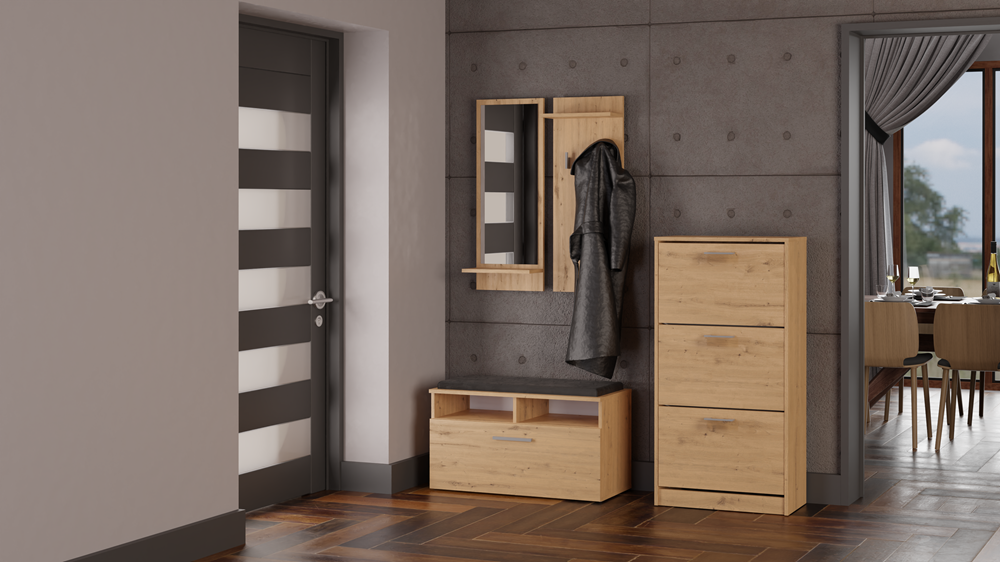 Scarpiera Aria 60 cm con Cesto Portascarpe – Rovere Artisan