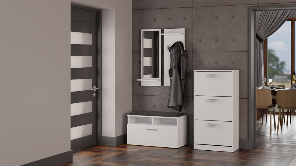 Scarpiera Aria 60 cm con Cesto Portascarpe – Bianco