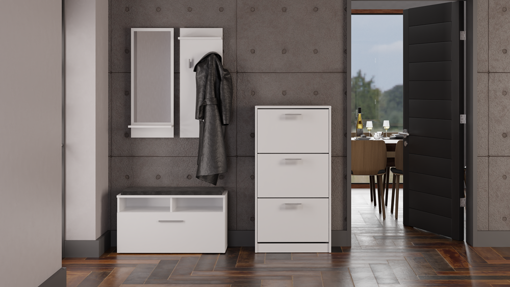 Scarpiera Aria 60 cm con Cesto Portascarpe – Bianco