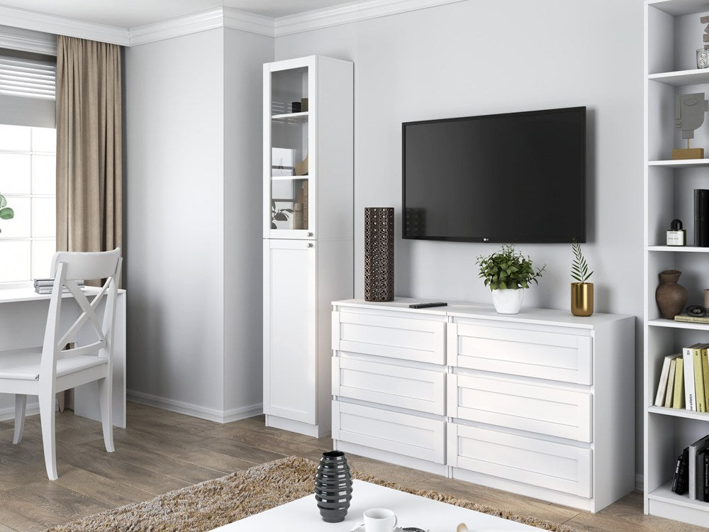 Vetrina con Anta in Vetro – Bianco 40x31x200 cm