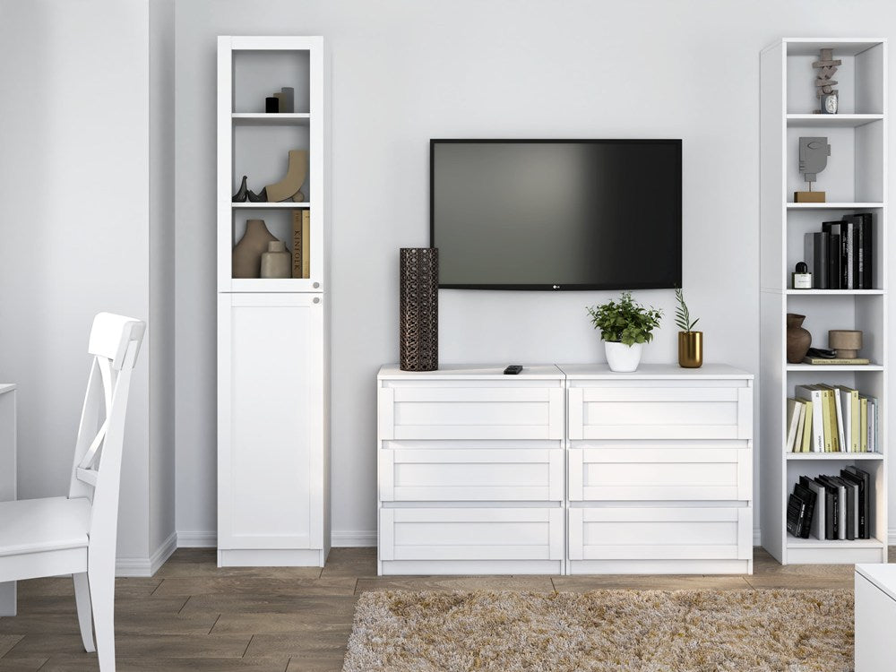 Vetrina con Anta in Vetro – Bianco 40x31x200 cm