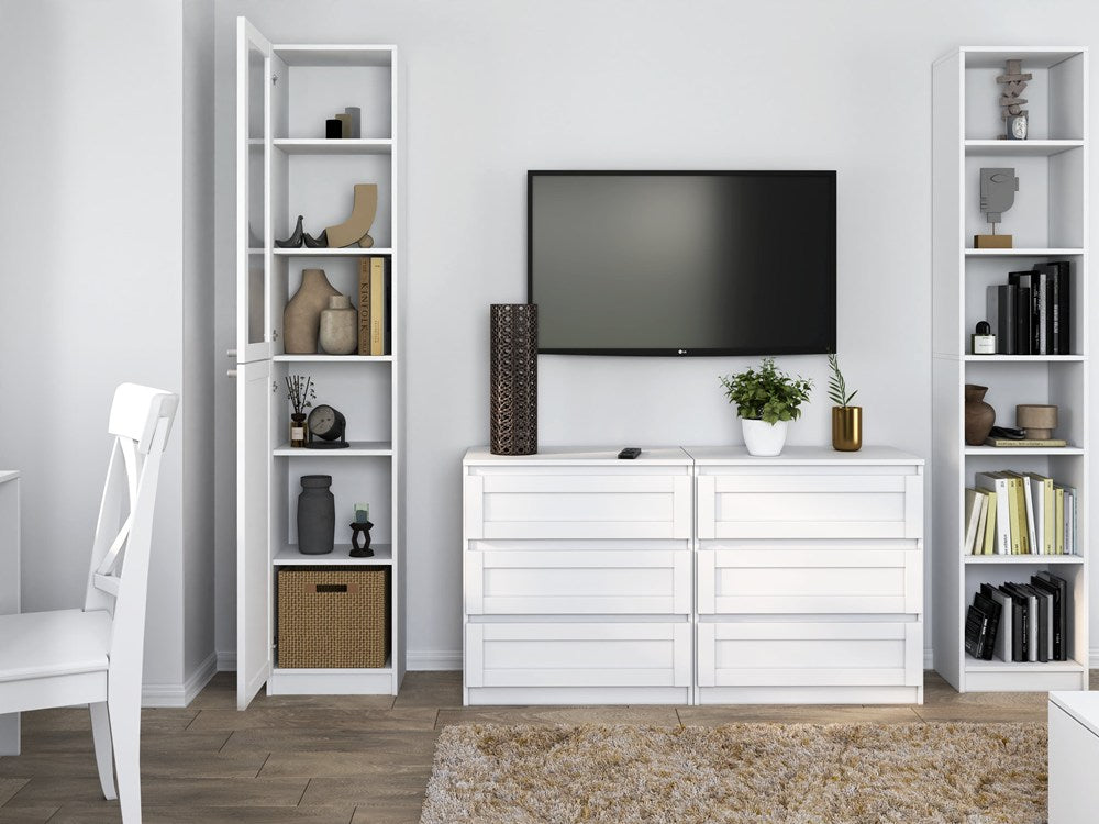Vetrina con Anta in Vetro – Bianco 40x31x200 cm