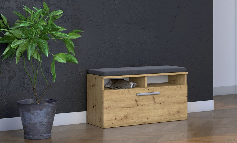 Scarpiera Aria 85 cm con Seduta – Rovere Artisan